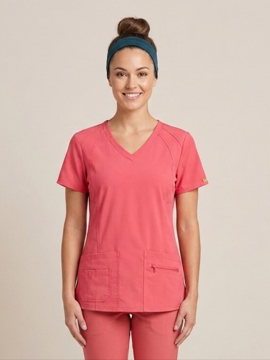 Activate Tops - ACTIVATE by med couture scrub hospital top coral stretch fit M